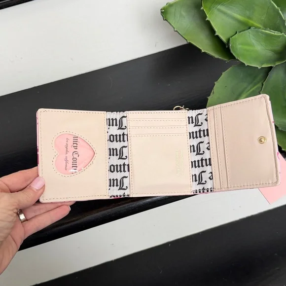 New Juicy Couture pink cherry print wallet clutch wristlet NWT snap envelope - Picture 6 of 8